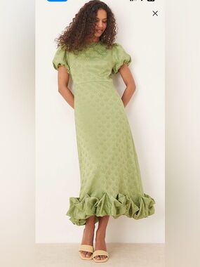 Sister Jane Light Green Puff-Sleeve Maxi Dress